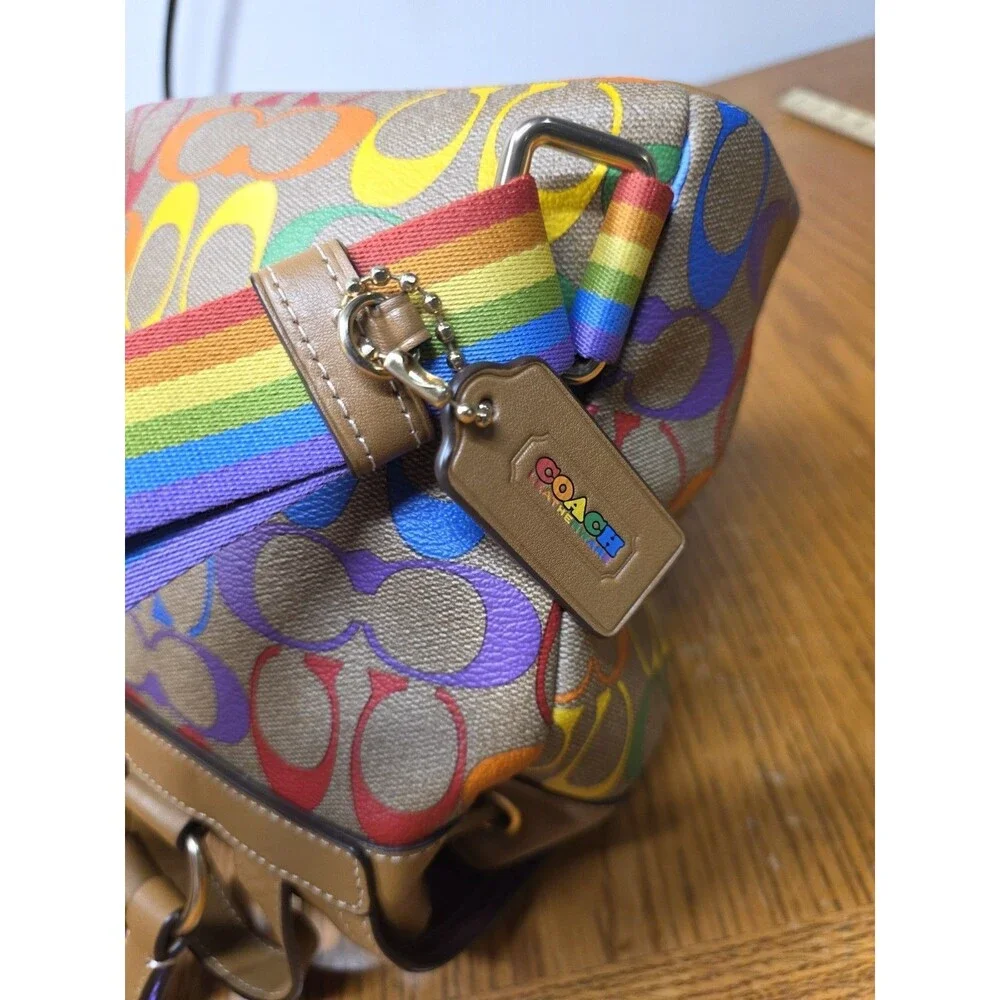 Coach Pennie Backpack 22 Rainbow Signature Mini Backpack Leather W/Wallet